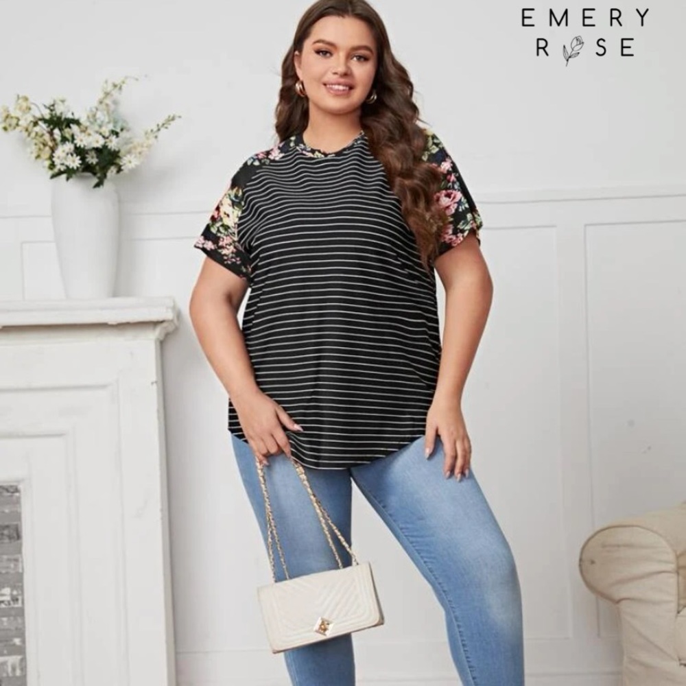 Never used. Size 5x = 22 Plus & Floral Print Raglan Sleeve Tee - Picture 3 of 5
